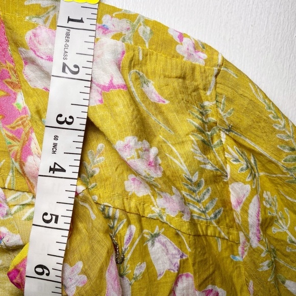 Aratta Silent Journey Yellow Floral Open Front Embroidered Cardigan - Picture 14 of 15